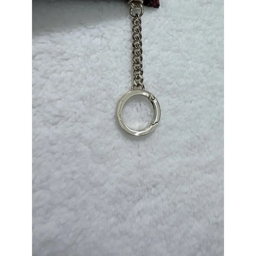 Kate Spade Rock-Glitter Card Holder Key Chain L-Zip Wallet Burgundy Red Odette